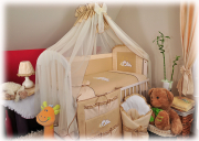 5 el. pościel HAFTOWANA z moskitierą