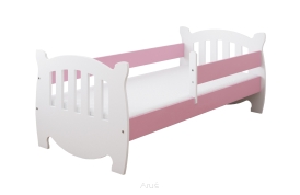 Łóżko dziecięce z barierką 160X80 LINDA biało różowy