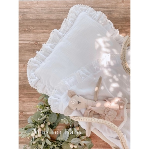 3 el.pościel muślin muślinowa z muśliny z falbanką (biała z koronką)