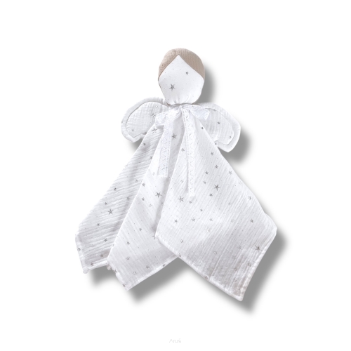 Przytulanka muślinowa dla niemowląt Aniołek brąz +opcja haftu