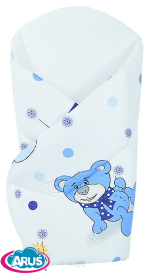 Rożek becik niemowlęcy zapinany na rzep (niebieskie misie dmuchawce 1)