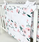 Przybornik na łóżeczko "KOKARDKA" (calineczka +biały gładki)