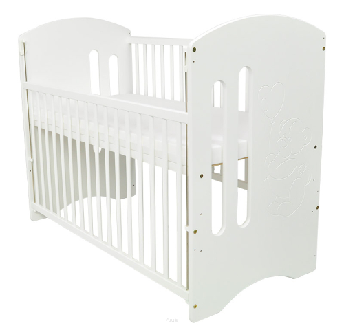 Łóżeczko / tapczanik / opuszczany bok MIŚ BALONIK biały