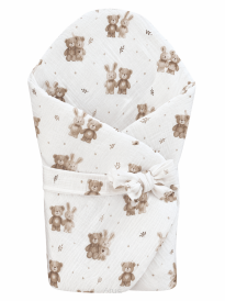 Rożek becik muślinowy, otulacz, kołderka, mata z wypełnieniem 4w1 (cuddle friends)