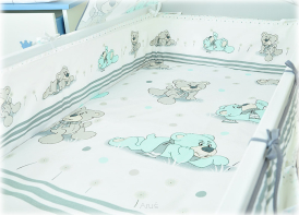 Ochraniacz na szczebelki na łóżeczko 180cm (14-zielone misie dmuchawce)